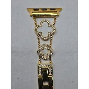 BCBGMAXAZRIA Gold Clover Rhinestone Apple Watch Band 42 44 45 49 Link Adjustable